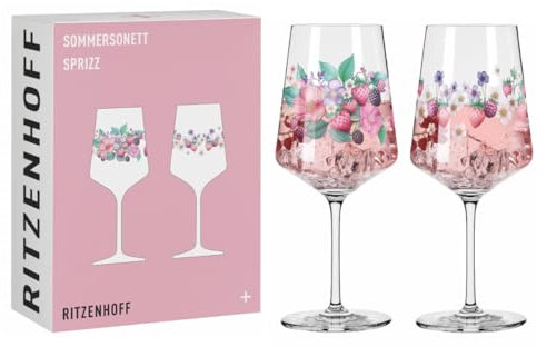 RITZENHOFF 6011004 Aperitifglas 500 ml - 2er Set - Serie Sommersonett - 2 Stück mit Beerenmotiv - Made in Germany