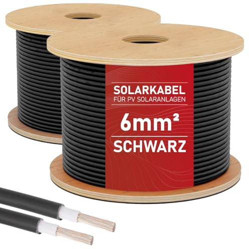 SIGA Solarkabel 6mm² 20m Verlängerungskabel Schwarz Verlängerung Solar PV Kabel Solarpanel Balkonkraftwerk Solarstecker