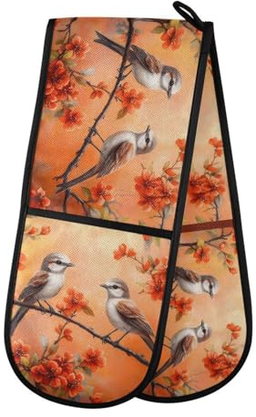 Quteprint Maniques doubles de cuisine matelassées, résistantes à la chaleur, 17,8 x 88,9 cm de long, pour pâtisserie, barbecue, grillades et micro-ondes – Lavable en machine avec boucle de suspension