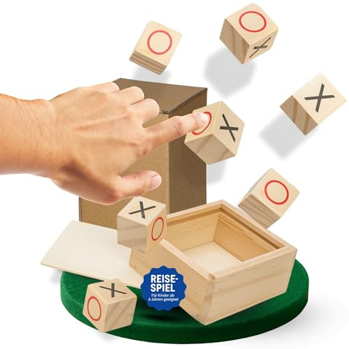 Reisespiel Tic-Tac-Toe Holz Mini Brettspiel für Kinder ab 6 Jahren | Holz, kompakt, Familienspiel, ab 6 Jahren, Reise, unterwegs, handlich, Klassiker, Unterhaltung, Familie, Spaß, gemeinsam