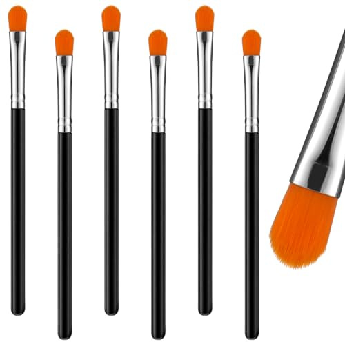 6 Pcs Flat Concealer Brush Flat Eye Shadow Primer Applicator Brush Concealer Under Eye Eyebrow Blending Brushes for Makeup Professional Tools for Applying Cream Liquid Shadows Eyes