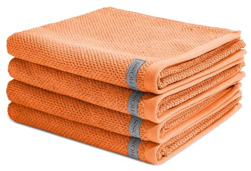 Ross - 4 teiliges Frottier-Set - Selection Bio-Baumwolle (4 X Handtuch im Set) - 540 g/m2 - Baumwolle - Frottee - saugstark - weich und flauschig - Orange