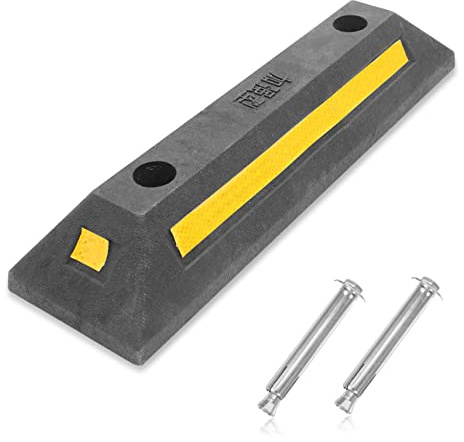 Mipcase Fermo Di Parcheggio in Gomma Robusto 480x130x80 Mm Nastro Riflettente, Cordolo Di Parcheggio Per Garage Sotterranei, Frena Ruota Ad Alta Visibilità Per Auto e Veicoli in Parcheggi Pubblici