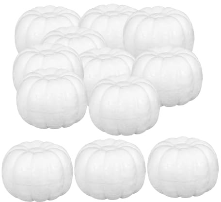 Harilla 12 PCS Foam Pumpkins Polystyrene Pumpkins Carving Painting Artificial Pumpkin Decorations Fake Craft Pumpkin for Halloween Outdoor Wedding Autumn Table Decor, 12pcs-120mm