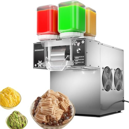 Luzphened Machine Commerciale CoréEnne Bingsu, Machine à Glace pilée Automatique, broyeur à cônes de Neige 120/180 kg/Jour, Machine à Glace Flocons de Neige, Machine à Glace 4 parfums 750W