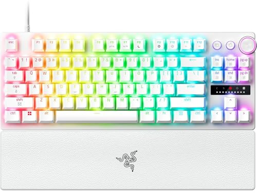 Razer Huntsman V3 Pro Tenkeyless 8KHz - TKL PC-Gaming Tastatur - 8KHz HyperPolling - Analoge optische Switches - Auslösebereich 0,1-4,0mm - Snap Tap - Rapid Trigger - QWERTY US Layout | Weiß