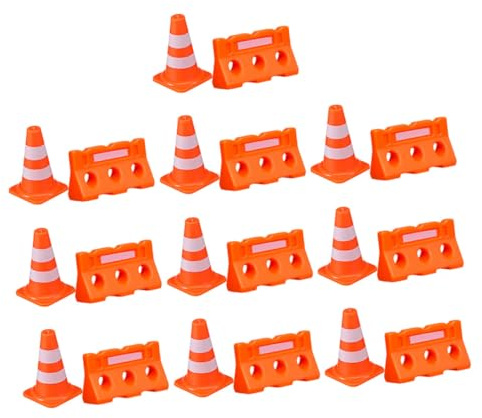 SUPVOX 20 Pcs Miniature Plastic Safety Traffic Cones and Roadblocks for Educational Road Parking Field Markers Interactive Learning for Home and School Play