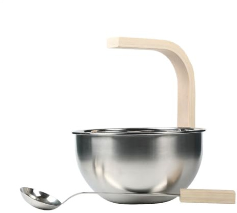 Bucket de sauna de acero inoxidable: 4L gran capacidad, cubo de metal duradero, recipiente de agua resistente al calor, herramienta de vertido eficiente, diseñada para uso de spa de vapor | Accesorio