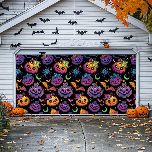 Decoraciones de Navidad al aire libre Halloween garaje puerta decoración banner Halloween cochera decoración de pared adecuado para el hogar al aire libre patio fiestas (B, E)