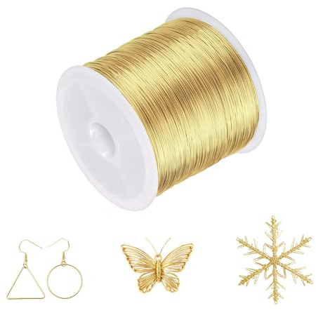Brass Wire 28 Gauge (0.3mm), 50g per roll - Soft Flexible Unfinished Bare Metal Craft Wire for DIY Crafts Model Building Projects Jewelry Making