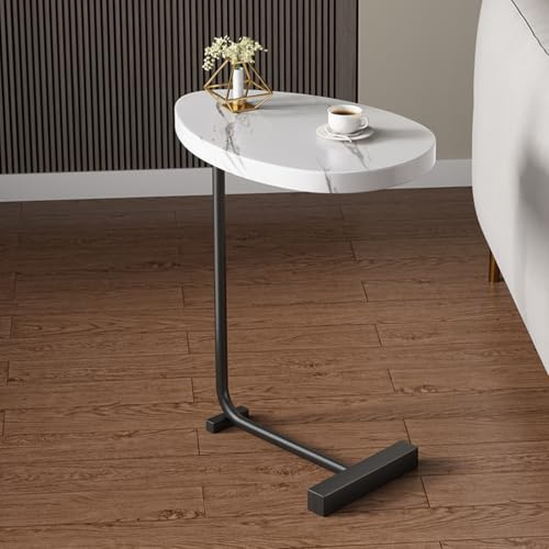 C-format sidobord, modernt litet soffbord med metallben för vardagsrum, sovrum och kontor, mångsidigt brickbord för användning av soffa och armstöd och nattduksbord