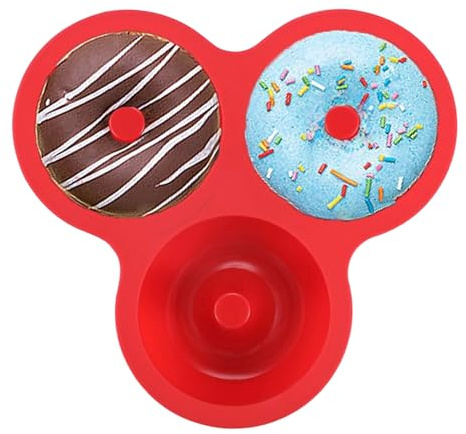 Genérico Molde de Silicona para Donuts - Bandeja Reutilizable Con 3 Cavidades | Molde De Rosquillas Para Air Fryer Y Hornear | Para Desayuno Galletas Bagels Fiesta Cumpleaños Panaderos