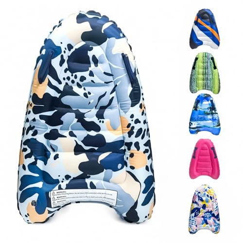 ACTOYS Tavola gonfiabile per il corpo, Tavola da Surf Gonfiabile con Manici, Pieghevole, Bodyboard Gonfiabile, per Surf in Spiaggia, Piscina, Nuoto, Estate (Camouflage Blue)