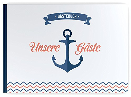 DeinWeddingshop Gästebuch Hochzeit Maritim Anker, Hochzeitsalbum Hochzeitsbuch Hochzeitsgästebuch Hochzeitsgeschenk Din A4 … (mit Fragen)