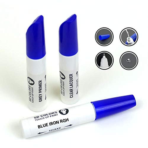 SD COLORS 12 ml Vernice Ritocco con Pennello, Vernice Trasparente e Primer - Blue Iron (RQH) - Compatibile con Reno - Riparazione di Graffi, Scheggiature e Verniciatura