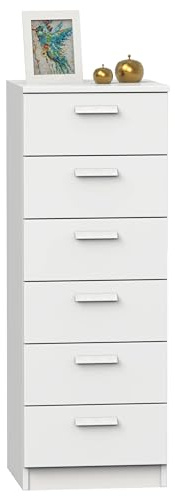 MUEBLES PITARCH | Sinfonier Cómoda 6 Cajones guías metálicas, Cajonera Dormitorios, Blanco, 110x40x40cm (Alto x Ancho x Fondo) con Tirador, Colección Tibet