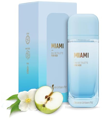Dicora Urban Fit | Eau de Toilette MIAMI FOR HER | Profumo femminile | Fragranza agrumata fresca | mela, limone, gelsomino, rosa bianca, muschio | 150 ml
