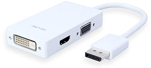 Bolwins B59S 3in1 DisplayPort zu VGA HDMI DVI Adapter Konverter, DisplayPort auf HDMI DVI VGA Adapter Multiport 3in1 Adapter Konverter für Laptop Computer Top-Box TV