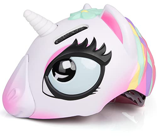 ANIMILES Kinder Fahrradhelm - 3D Einhorn Helm & Hai Helm für Mädchen, Jungen 3-8 Jahre, Verstellbarer Kinderhelm für Fahrrad, Skateboard, Scooter, Skaten (Farbe Einhorn)