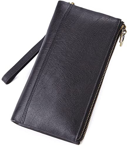 XIXIDIAN Männer Echtes Leder Kupplung Tasche Mann Visitenkarteninhaber Walletpurse Lange männliche kleine Tasche Lange Brieftasche (Color : Black, Size : 21.5 * 11.5 * 3cm)