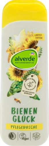 alverde Naturkosmetik Duschgel Pflegedusche Bienenglück sanfte Hautreinigung ohne auszutrocknen, sommerlich duftende Hautpflege mit Bio-Sonnenblume ohne Alkohol und ohne Farbstoffe, vegan, 250 ml