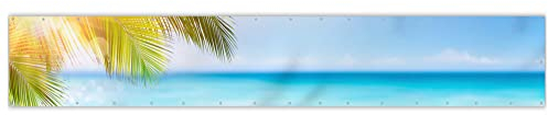 MuchoWow® Balkon Sichtschutz Sichtschutzmatte Balkonbanner Abdeckung für Terrasse Balkon Windschutz Blickdicht Wetterfest 500x80 cm Tropisch - Strand - Palme