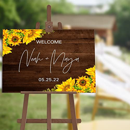 NABRAND Panneau de bienvenue personnalisé en bois pour invités de mariage, décoration de mariage, réception de mariage, affiche pour cérémonie, fiançailles, fête, cadeau, 30,5 x 45,7 cm
