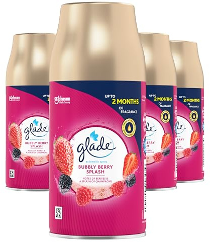 Glade Automatic Air Freshener Refills, Room Spray & Odour Eliminator, Bubbly Berry Splash, Pack of 4 (4 x 269 ml)
