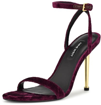 Nine West Women's Reina2 Heeled Sandal, Purple Velvet 500, 7