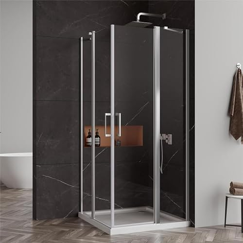 Goezes Duschkabine mit Schwingtür 90 x 120 cm Eckeinstieg Duschabtrennung, Doppelt Schwingtüren Dusche Glas Duschkabine Duschtür Eckdusche aus 6 mm ESG Nano Glas, Duschwand Höhe: 185cm