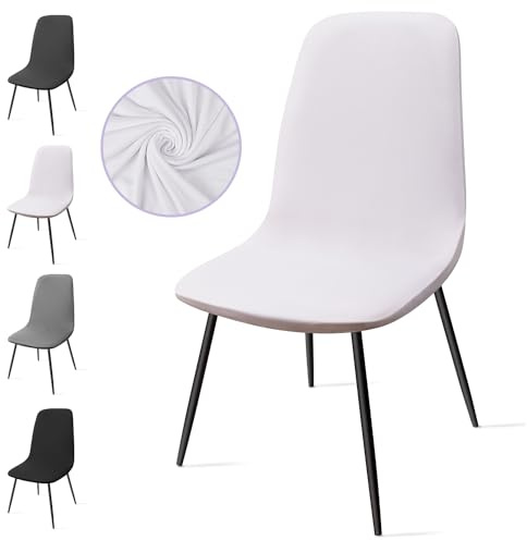 Coprisedie con Schienale 6 Pezzi, Copertura delle Sedia Lavabile Estraibile Coprisedia Moderna Coprisedia per Sala da Pranzo Elastica Fodere per Sedia Adatta per Casa, Hotel (C-Bianca, 6PCS)