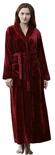 Bata de invierno para mujer, bata de baño de felpa suave y mullida y bonita bata larga para mujer, a, XL