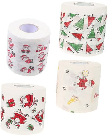 SOLUSTRE 4rollen Weihnachtliches Toilettenpapier Mit Festlichen Motiven Weich Und Reißfest Als Deko Für Bad Und Tisch Sorgt Für Gute Stimmung Und Beeindruckt Gäste