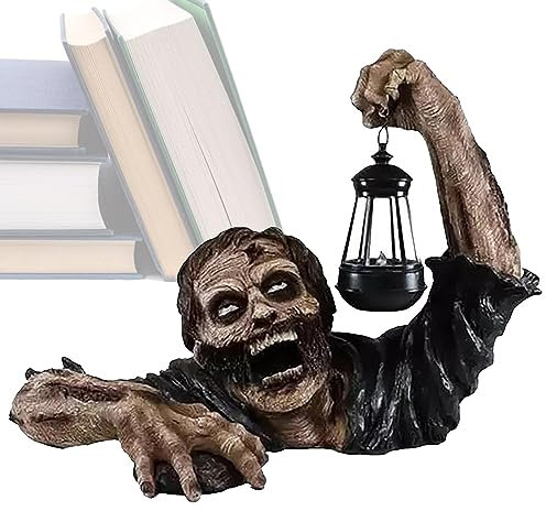 Lumiscent Head Shot Zombie, Zombie Garden Statue with Lights, Horror Gnomes Zombie Head Decorations, Scary Zombie Sculpture, Ghost Ornaments for Garden and Patio (211719cm)