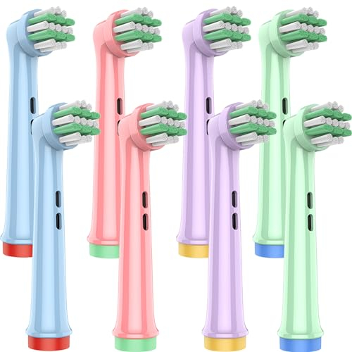 OddeKey Kids Toothbrush Heads Compatible with Braun Oral B Pro Kids, Pro Junior Electric Toothbrush, Extra Soft Bristles for Gentle Care, Replacement Heads for Ages 3+ and 6-12, 8 Count