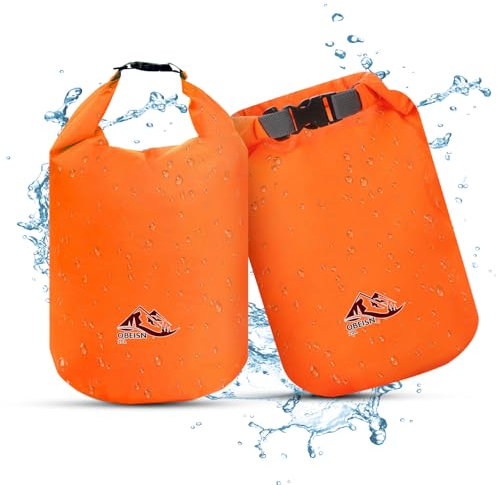 OBEISN 2Pcs 20L Dry Bags Waterproof Set, Lightweight Waterproof Dry Bags, Ultimate Dry Sack, Waterproof Bag, Rucksack Liner, Canoe Sack, Stuff Sacks for Kayaking Rafting Boating Hiking Camping Travel