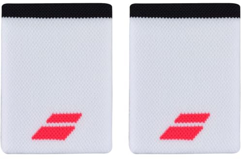 Babolat, Jumbo-Logo-Handgelenkband aus Frottee, Einheitsgröße, Farbe Weiß/Schwarz, Schnelle Schweißaufnahme, Breite 10,5 cm, Handgelenkband für Gymnastik, Tennis, Badminton, Padel.