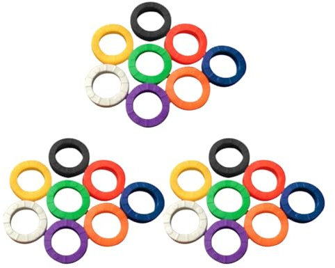 Wilitto Anneaux de Marquage pour Clés - Outils d'Organisation - 32 Pièces - Couvre-étiquettes en Plastique - Identificateurs en Caoutchouc Souple - Standard - Plat - Maison - Coloré