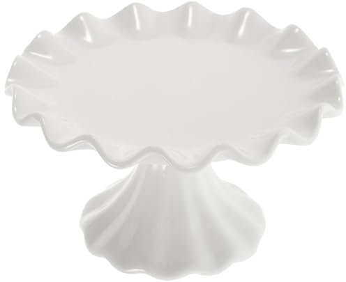 Luxshiny Alzata Per Torta In Ceramica Alzata Per Cupcake In Porcellana Bianca Snack Rotondo Dessert Ciotola Con Piedi Piedistallo Vassoio Da Portata Per Frutta Per Matrimoni Feste Di