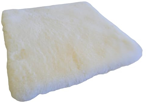 Naturasan Echtes Lammfell Sitzkissen, Sitzauflage Auto aus Merino Schaffell, Stuhlkissen, Rollstuhl Auflage, Stuhlauflage super warm und weich, Katzenbett, Deko Kissen, 40 x 40 cm (Weiß)
