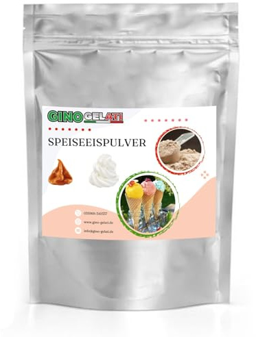 Gino Gelati Karamell Eis Speiseeis Pulver, verschiedene Sorten, Softeispulver, Natürliche Farbstoffe, Softeis selbst machen, einfache Zubereitung, Made in Germany (1 Kg, Karamell Sahne)