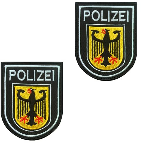 2 Stück Gold POLIZEI Schild Lustige Patch Abnehmbare Aufnäher mit Klettverschluss Flagge Patch Applikation für Kleidung Baseballkappe Rucksäcke Draussen Taschen Jacke Weste