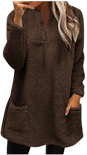 Damen-Sweatshirt, lässig, niedlicher Teddybär-Fleece-Pullover, langärmelig, weich, flauschig, Fleece, Sweatshirt, warm, Plüsch-Sherpa-Pullover, Oberteil, übergroßes Kleid, flauschiger Pullover,