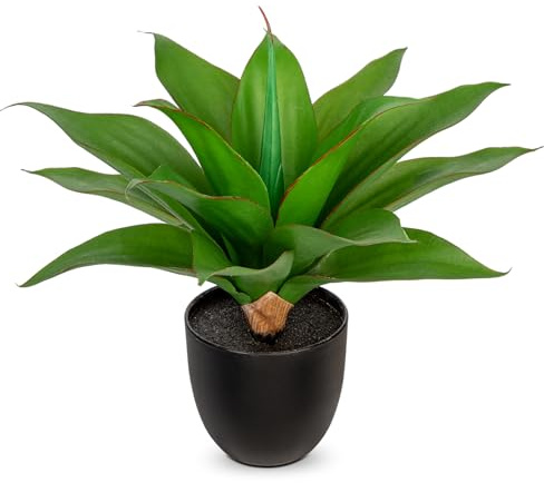 Hollyone 33 cm Artificial Agave Plant Small Artificial Plant Indoor Plants Fake Agave Artificial in Pot Green Plant for Table Decoration Office Home Bathroom Interior Decoration