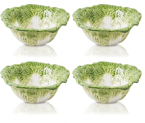 KXZ Green Ramen Noodle Bowls Microwavable 7 Inch, 16 Oz Ceramic Dinner Bowl Sets of 4 for Kitchen, Orcelain Silverware Set for Cereal, Soup, Serving, Rice, Pho, Salad, Pasta, Chip, Fruits, Vintage