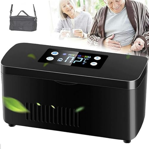 FLTRGO Caja refrigerada para Enfriador de insulina, Mini refrigerador portátil para medicamentos, refrigerador para automóvil de Viaje con batería incorporada, Temperatura Ajustable de 0 a 18 ℃