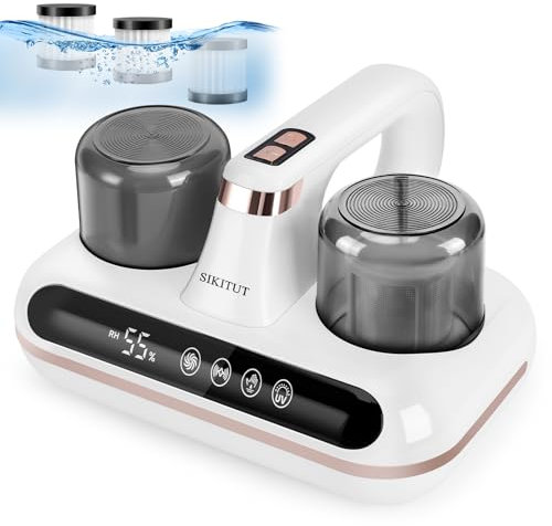 SIKITUT Battimaterasso, Aspirapolvere per Materassi, Aspira Materasso Antiacaro, Luce UV-C, Rimuove il 99,9% di Batteri e Allergeni, con Filtro HEPA, Ideale per Chi Soffre di Allergi