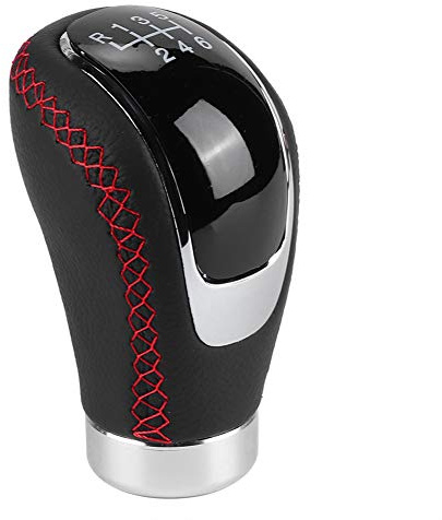 Manuell Schaltknauf 5 Gang - Universal Gear Knob mit 3 Adaptern 8mm 10mm 12mm, PU Leder Schaltknauf Auto (Rot)