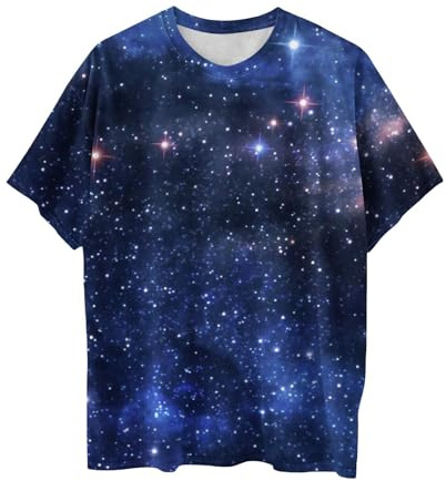 SRZYMJ Galaxy Shirt Herren 3D Galaxie Bedrucken T-Shirts Galaxie Universum Stern Weltraum Grafik Galaxy Tshirt Kurzarm Sternenhimmel Sommer Shirts Rundhals Oberteile Tops Für Karnevalskostüme