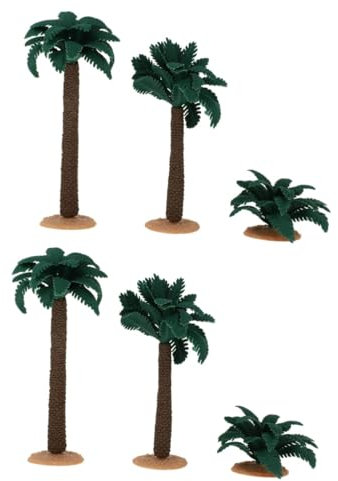 Warmhm 2 Sätze Kokosnussbaum-Modell Sprengen Künstliche Farnstängel Grün Produkte Artificial Tree Plastikbaum Palmenspielzeug Bonsai-Dekoration Selber Machen Green 3 Stück * 2
